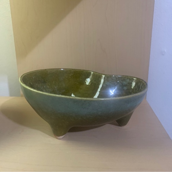 Unique Pair of Glazed Earthy Ceramic Planters - Vintage Tri-Footed Planters - Picture 3 of 14